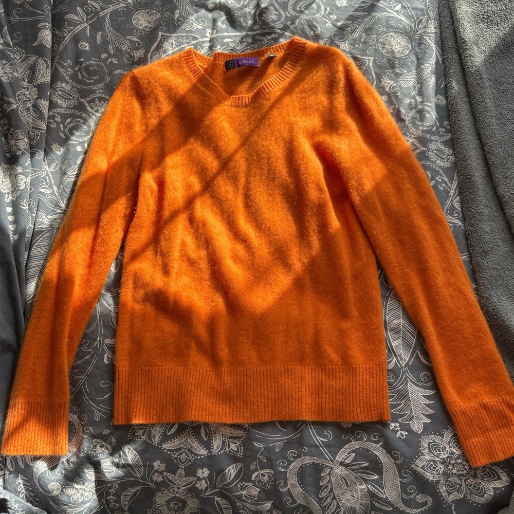 Saks Fifth Avenue Orange Crew Neck Sweater